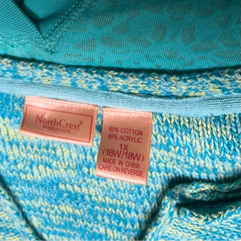 Northcrest Bundle of Teal Tops Sweater & Lightweight Hoodie Bundle Sz xl & Sz 2x - Picture 2 of 15